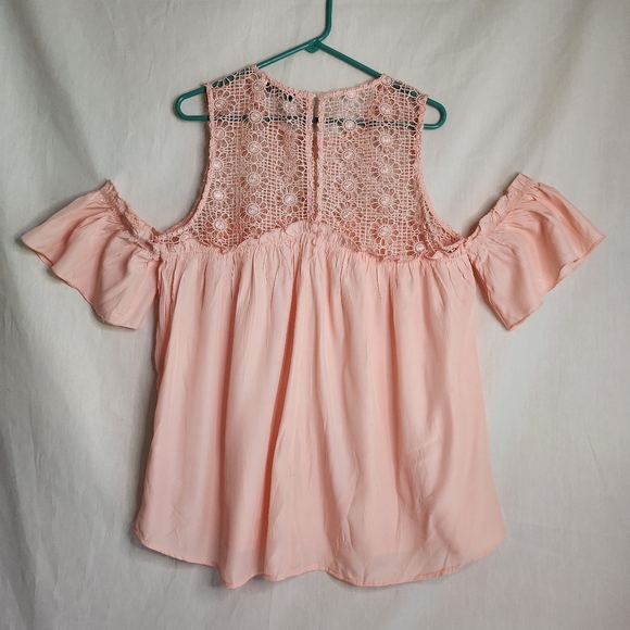 Angela Plus Womens Cold Shoulder Blouse 2XL Crochet, Cottage Core - Picture 2 of 6